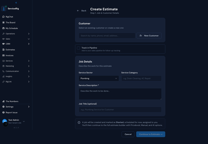 ServiceRig AI Estimate Wizard — Good/Better/Best pricing options